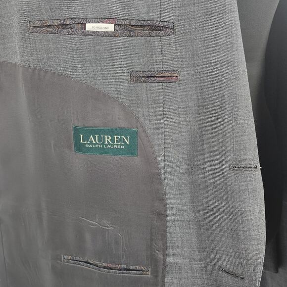 Lauren Ralph Lauren Men's Blazer Coat Jacket Long Sleeves Wool Gray Size 46L - Picture 6 of 8